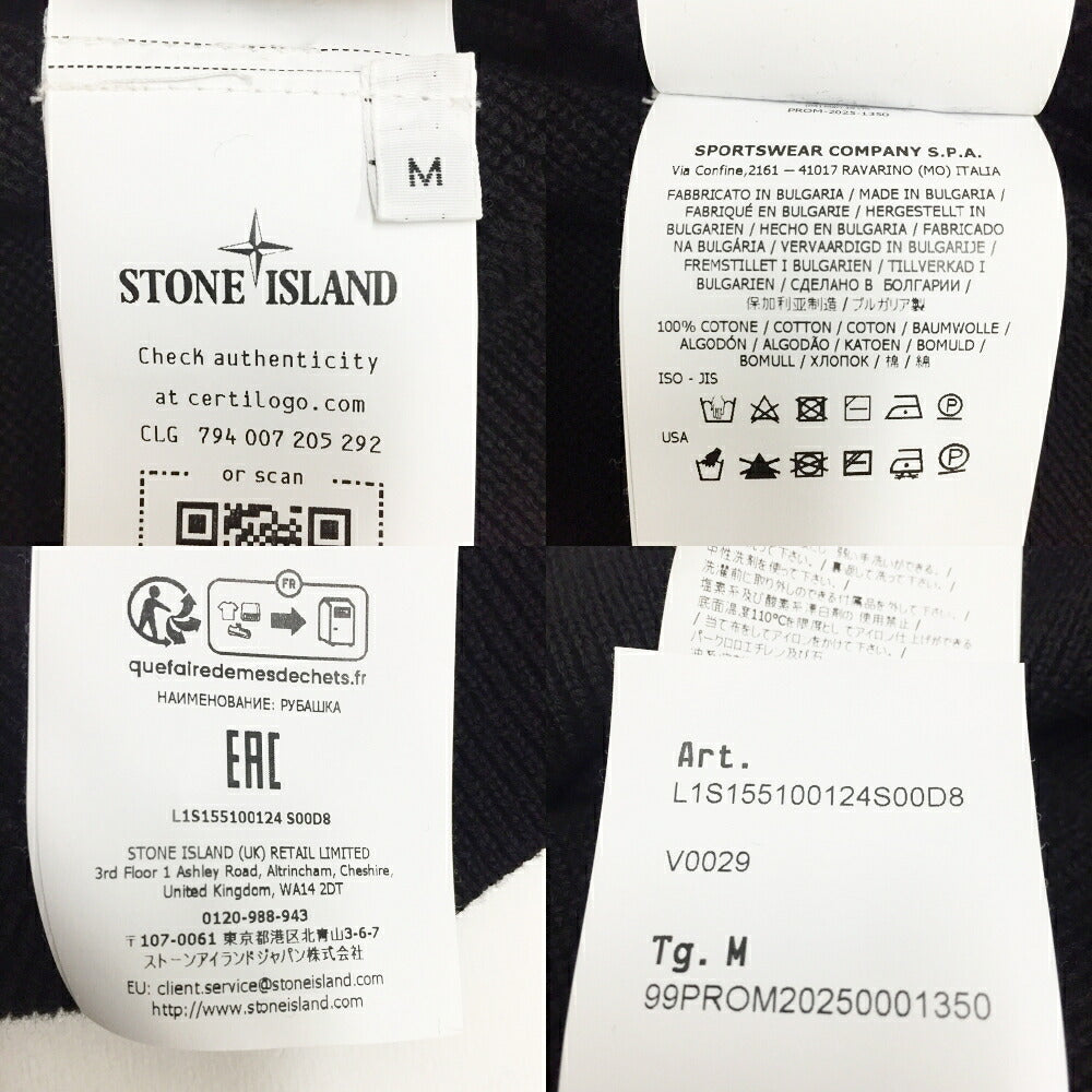 STONE ISLAND Black Half-Zip Knit Sweater Size M