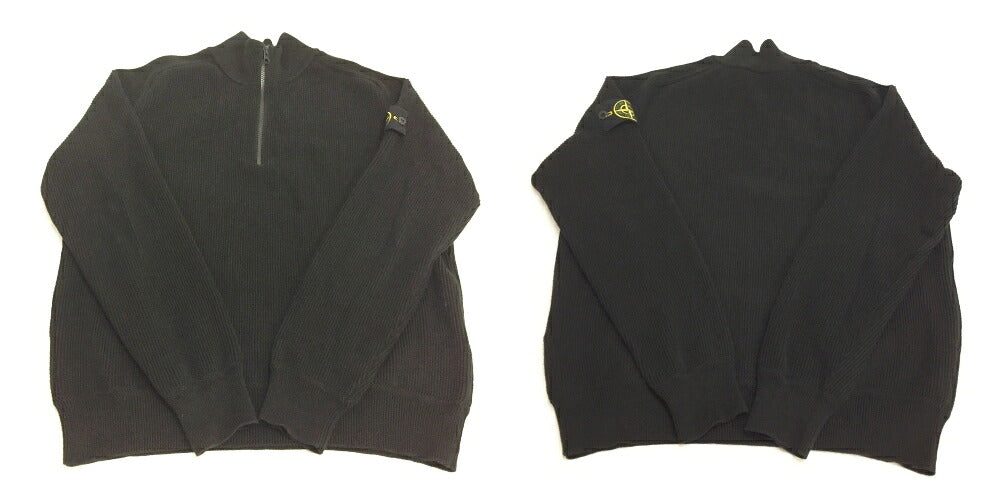 STONE ISLAND Black Half-Zip Knit Sweater Size M