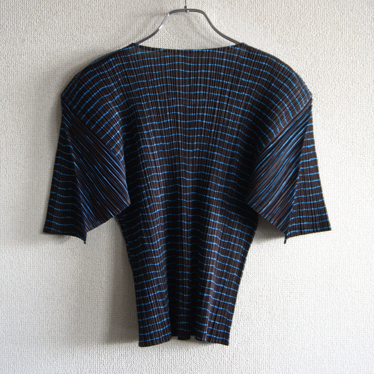 PLEATS PLEASE Pleated Border Pattern Cut & Sew Top Size XL