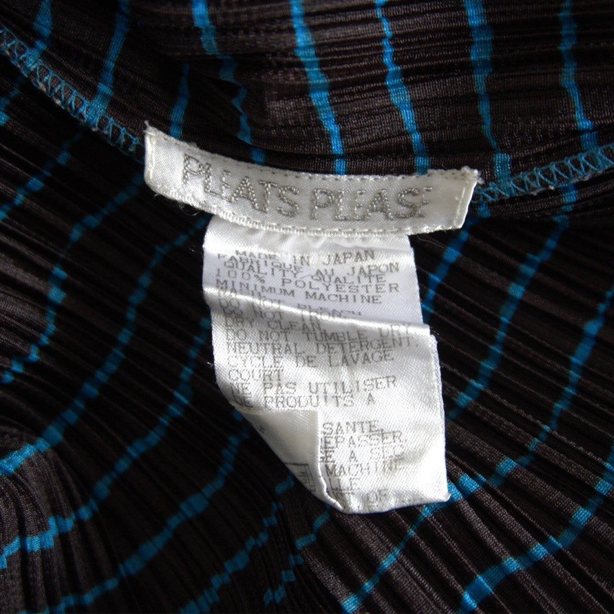 PLEATS PLEASE Pleated Border Pattern Cut & Sew Top Size XL