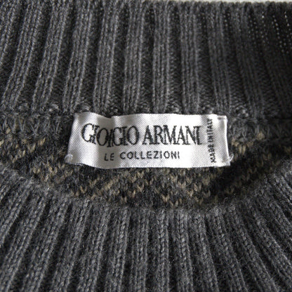 Giorgio Armani 90S Patterned Wool Knit Sweater Size M