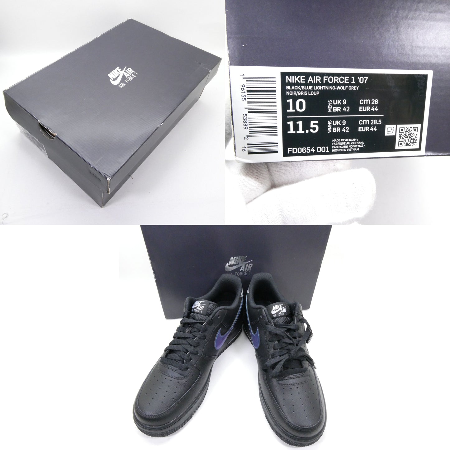 NIKE AIR FORCE 1 '07 Low Black Blue Lightning Sneakers