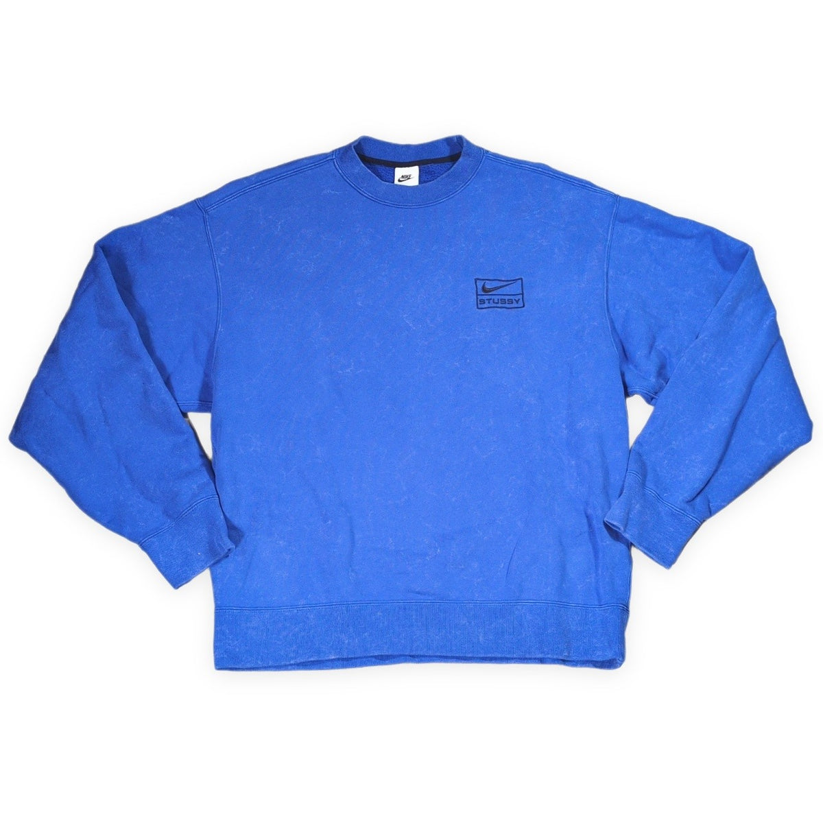 NIKE x Stussy Blue Acid Wash Crewneck Sweatshirt Size S