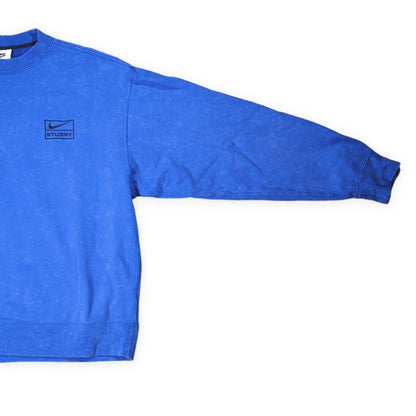 NIKE x Stussy Blue Acid Wash Crewneck Sweatshirt Size S