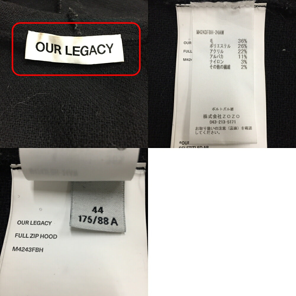 OUR LEGACY 24AW Full Zip Hoodie Black Size 44