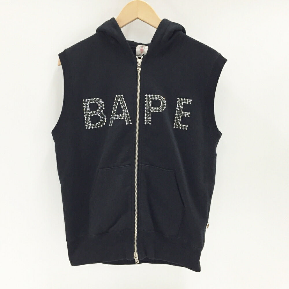 A BATHING APE Swarovski Zip Hoodie Vest Black Size XS
