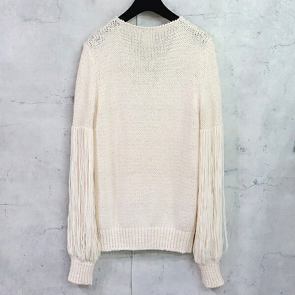 CHANEL White Silk Knit Sweater Size 38