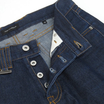 KRIS VAN ASSCHE Leather Patch Denim Pants Blue Size 28