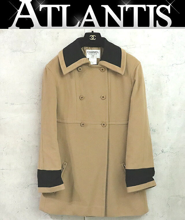 CHANEL Beige Wool Coat Size 38