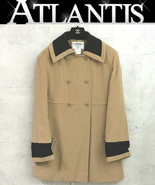 CHANEL Beige Wool Coat Size 38