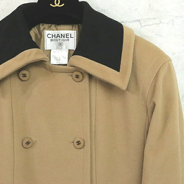 CHANEL Beige Wool Coat Size 38