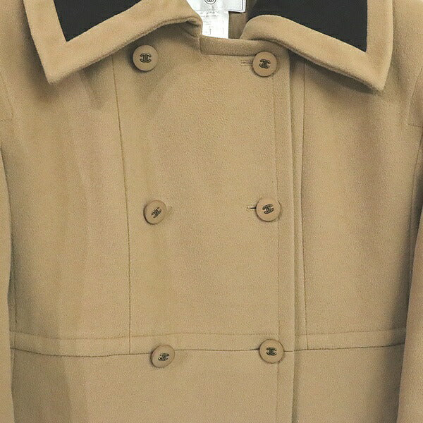 CHANEL Beige Wool Coat Size 38
