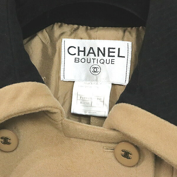 CHANEL Beige Wool Coat Size 38