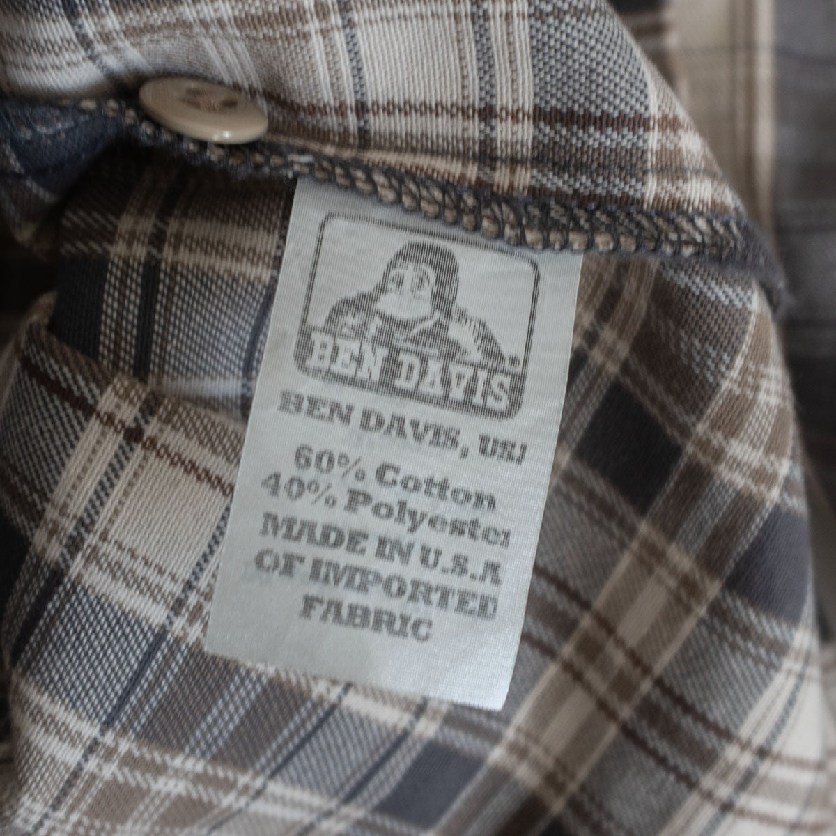 Ben Davis Checked Half-Zip Shirt Size M