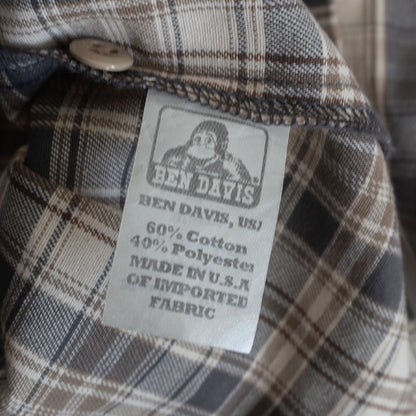 Ben Davis Checked Half-Zip Shirt Size M