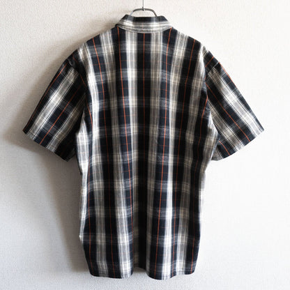 Ben Davis Half-zip Short-sleeved Plaid Shirt Size M