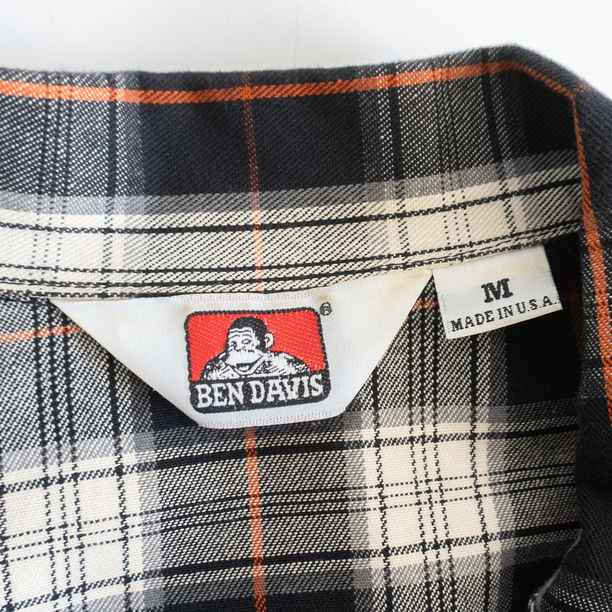 Ben Davis Half-zip Short-sleeved Plaid Shirt Size M