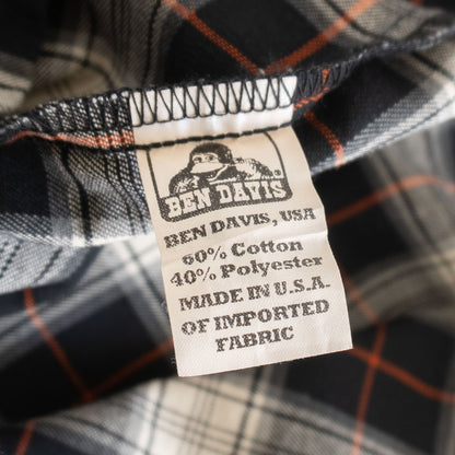 Ben Davis Half-zip Short-sleeved Plaid Shirt Size M