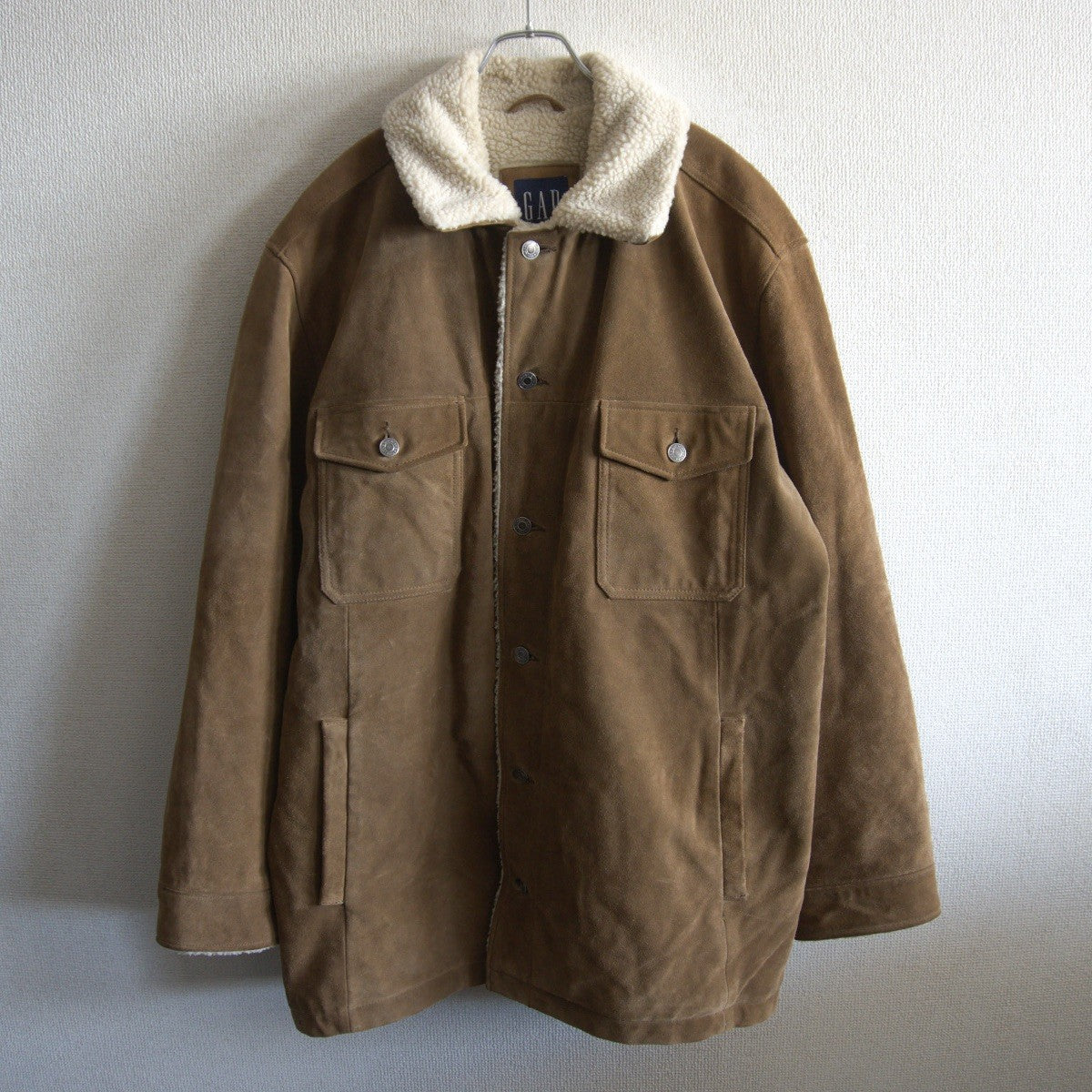 OLD GAP Suede Leather Sherpa Jacket Brown Size XL