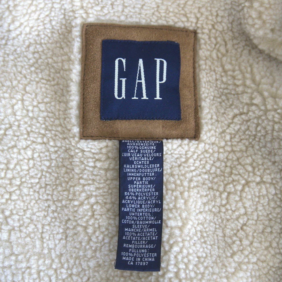 OLD GAP Suede Leather Sherpa Jacket Brown Size XL