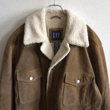 OLD GAP Suede Leather Sherpa Jacket Brown Size XL
