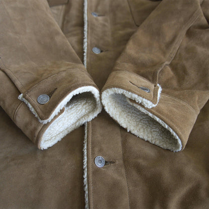 OLD GAP Suede Leather Sherpa Jacket Brown Size XL