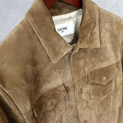 CELINE 25FW Split Calfskin Suede Trucker Jacket Size 46