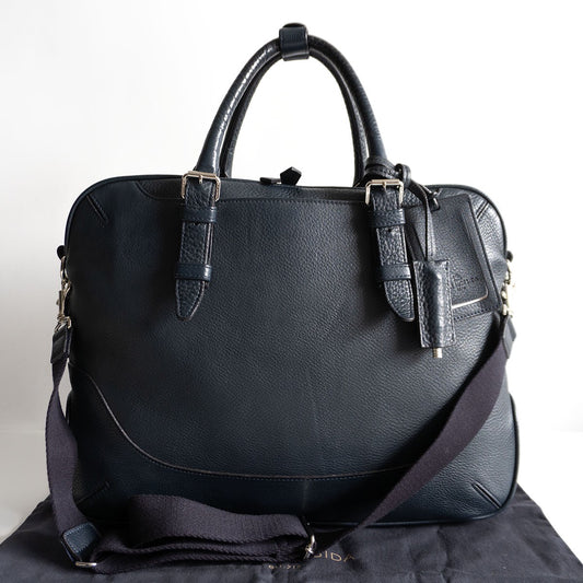 PELLE MORBIDA 2-way brief bag Blue