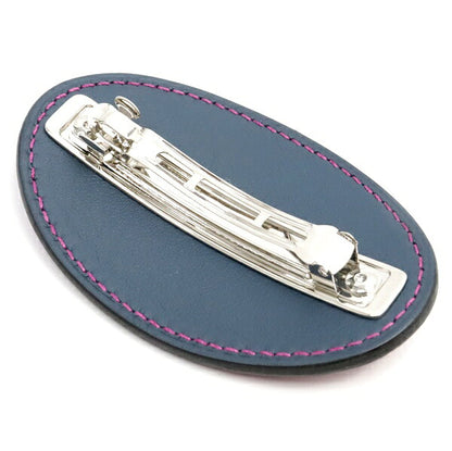 HERMES Rose Purple Crocodile Silver Hardware Barrette