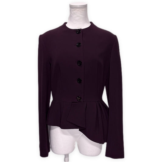 Christian Dior No-Collar Frill Belted Jacket Purple Size 42
