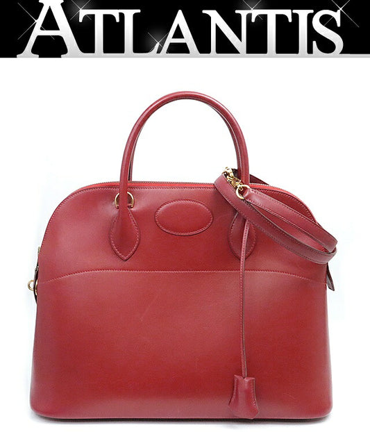 HERMES Bolide 35 Box Calf Rouge Hardware Bag Size ONE SIZE