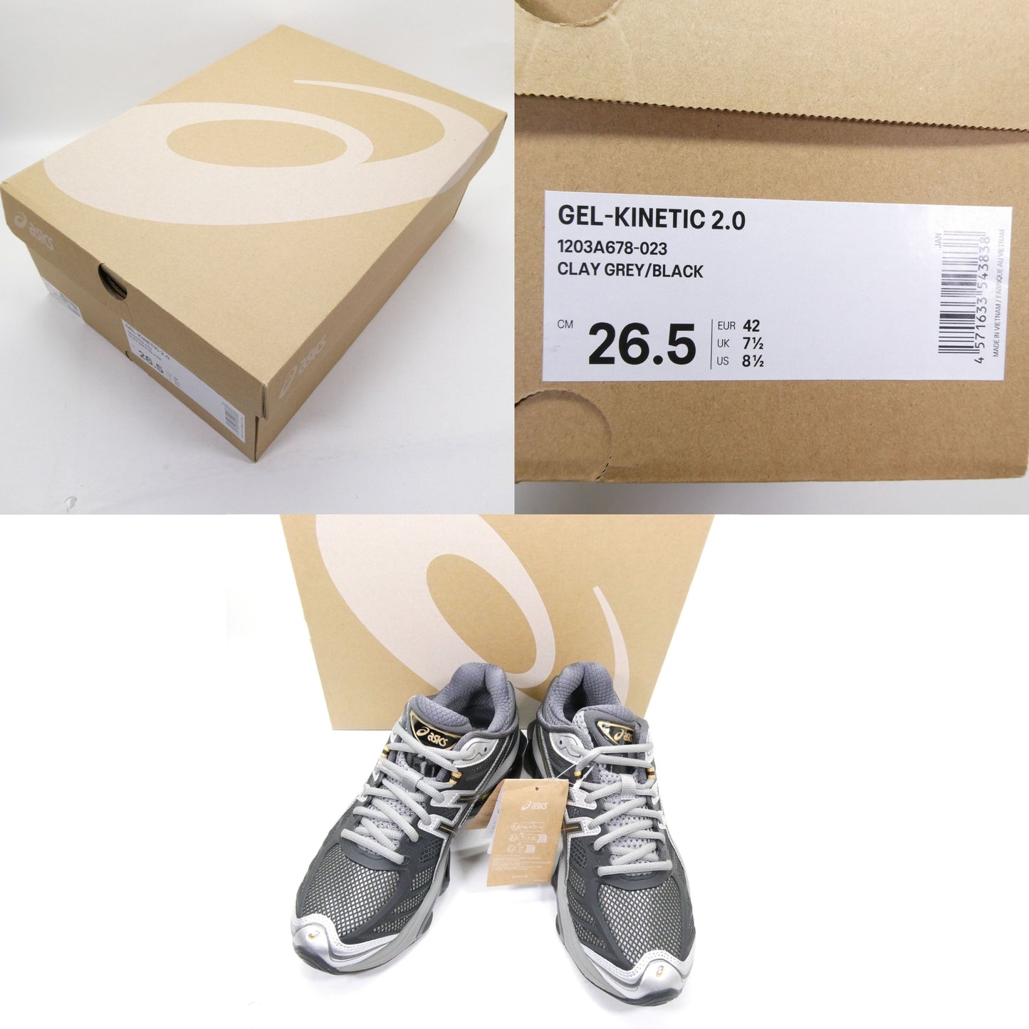 ASICS SportStyle GEL-KINETIC 2.0 Grey Black Running Shoes Sneakers