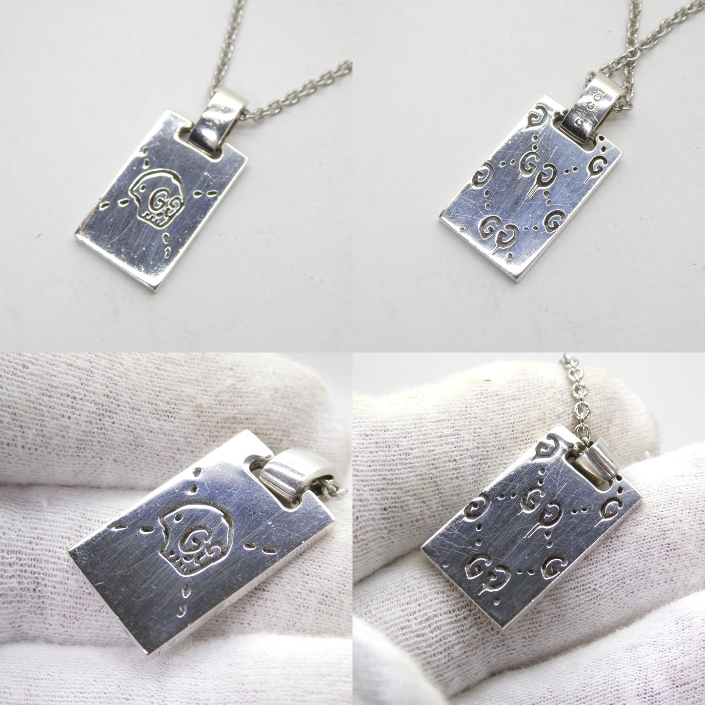 GUCCI Gucci Ghost Skull Silver Plate Necklace Size ONE SIZE