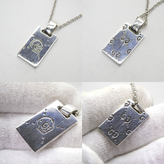 GUCCI Gucci Ghost Skull Silver Plate Necklace Size ONE SIZE