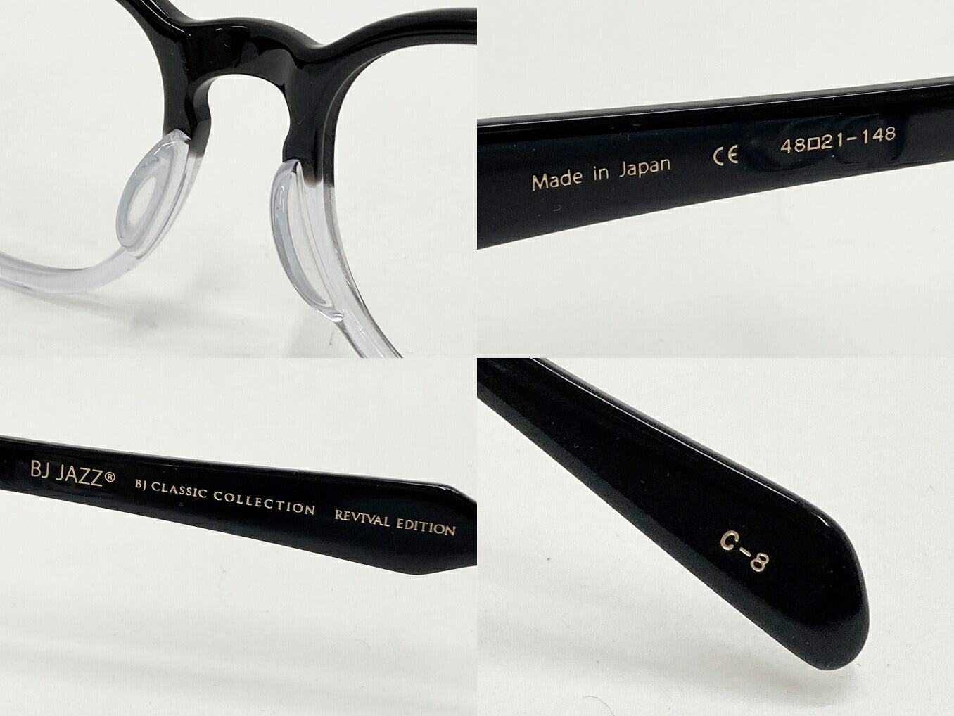BJ CLASSIC COLLECTION JAZZ C-8 Black Glasses Frame Size 48
