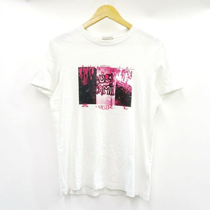 MONCLER White Graphic Print Crewneck Sleeve T-Shirt Size S