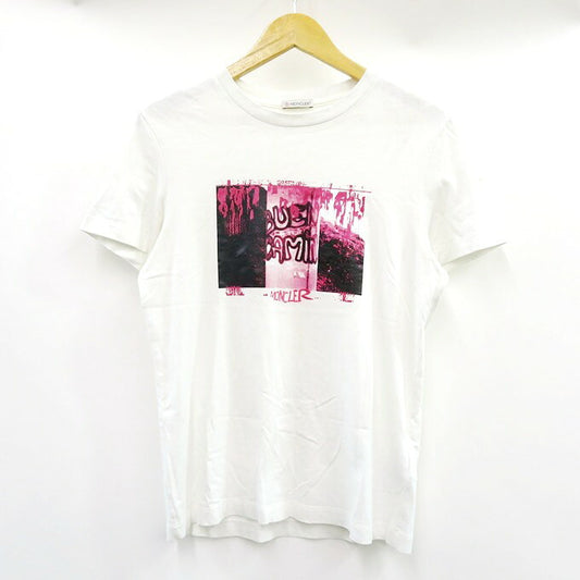MONCLER White Graphic Print Crewneck Sleeve T-Shirt Size S