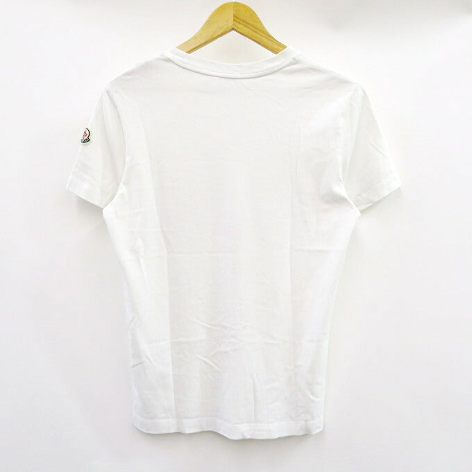MONCLER White Graphic Print Crewneck Sleeve T-Shirt Size S