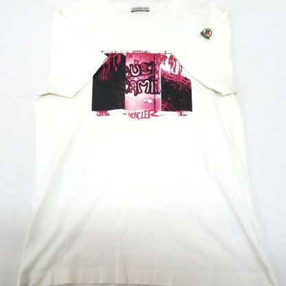 MONCLER White Graphic Print Crewneck Sleeve T-Shirt Size S