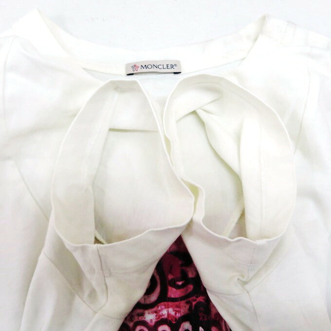 MONCLER White Graphic Print Crewneck Sleeve T-Shirt Size S