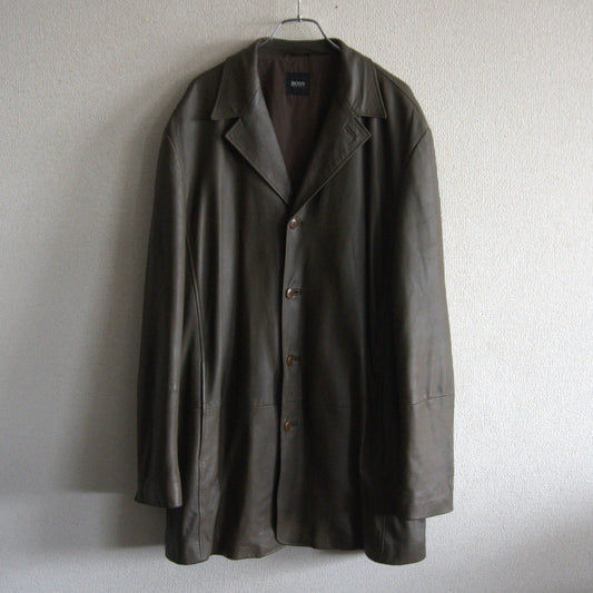 BOSS HUGO BOSS Soft Calf Leather Chester Coat Size XXL