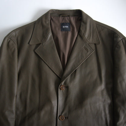 BOSS HUGO BOSS Soft Calf Leather Chester Coat Size XXL