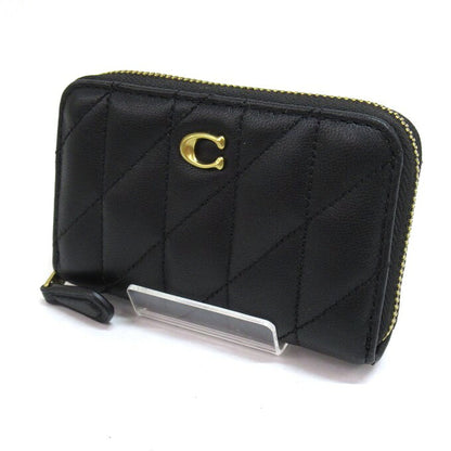 COACH Small Zip Around Pillow Quilted Card Case Black