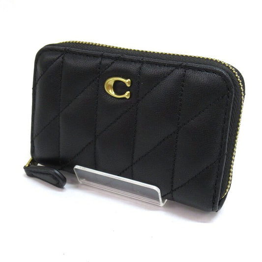 COACH Small Zip Around Pillow Quilted Card Case Black
