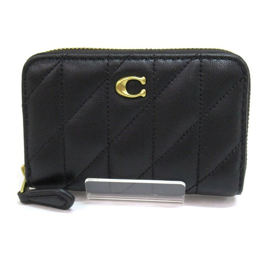 COACH Small Zip Around Pillow Quilted Card Case Black