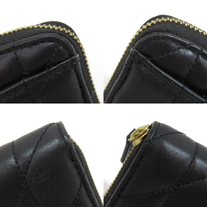 COACH Small Zip Around Pillow Quilted Card Case Black