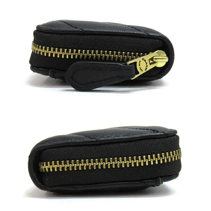 COACH Small Zip Around Pillow Quilted Card Case Black