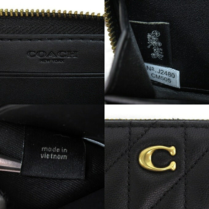 COACH Small Zip Around Pillow Quilted Card Case Black