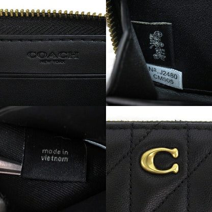 COACH Small Zip Around Pillow Quilted Card Case Black
