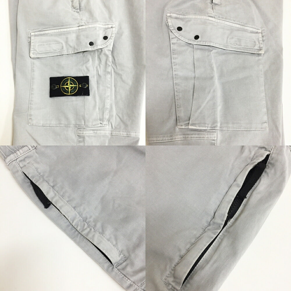STONE ISLAND Garment Dyed Cargo Pants Light Gray Size 38